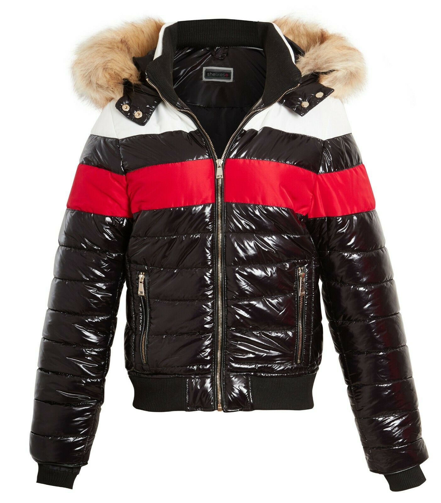 River island red puffer jacket online