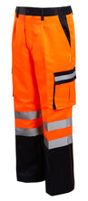 Load image into Gallery viewer, Mens Hi Vis Viz Workwear Safety Trousers Combat Bottoms - Orange/Navy
