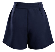 Load image into Gallery viewer, Ladies Mini Zip Pleated Casual Summer Shorts - Navy
