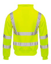 Load image into Gallery viewer, Mens Long Sleeve Quarter Zip Hi Vis Fleece Sweatshirt - Yellow Plain
