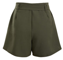 Load image into Gallery viewer, Ladies Mini Zip Pleated Casual Summer Shorts - Khaki
