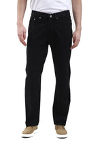 Load image into Gallery viewer, Mens Leg Denim Wash Cotton Plain Straight Classic Jeans - Black
