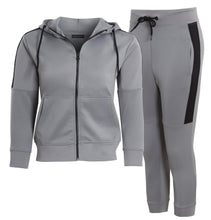 Load image into Gallery viewer, Unisex Panel Tracksuit Hooded Jogging Full Zip Suit Jog Suit - Grey
