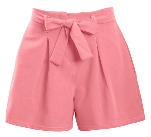 Ladies Mini Zip Pleated Casual Summer Shorts - Pink