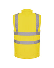 Load image into Gallery viewer, Hi Vis Viz Body Warmer Reversible Gilet Sleeveless Waistcoat - Yellow
