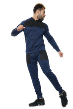 Load image into Gallery viewer, Mens Full Zip Hooded Skinny Fit Lightweight Tracksuit Set - Navy/Black (AV20-V)
