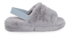 Load image into Gallery viewer, Womens Fluffy Faux Fur Peep Toe Slipper - Light Grey
