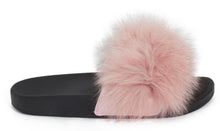 Load image into Gallery viewer, Womens Fur Summer Fluffy Sliders Flip Flops - Pink
