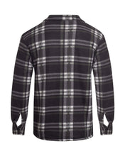 Load image into Gallery viewer, Unisex Fleece Fur Lined Hood Check Quilted Shirt - Black/White (Collar)
