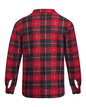 Load image into Gallery viewer, Unisex Fleece Fur Lined Hood Check Quilted Shirt - Red/Black (Collar)
