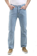 Load image into Gallery viewer, Mens Leg Denim Wash Cotton Plain Straight Classic Jeans - Light Blue
