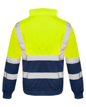 Load image into Gallery viewer, Mens Long Sleeve Quarter Zip Hi Vis Fleece Sweatshirt - Yellow 2 Tone
