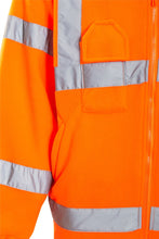 Load image into Gallery viewer, Mens Hi Vis Fleece Full Zip Warm 2 Side Reflective Jacket - Orange
