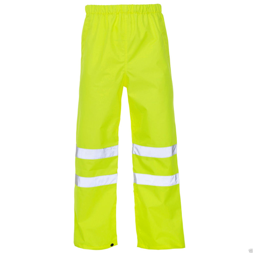 Mens Over Trouser Hi Vis Safety Waterproof Rain Work Pants - Yellow