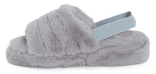 Load image into Gallery viewer, Womens Fluffy Faux Fur Peep Toe Slipper - Light Grey
