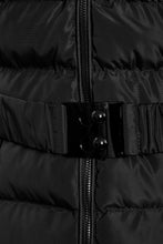 Load image into Gallery viewer, Shelikes Ladies Hooded Stitch Detail Zip Up Long Coat Jacket - Black
