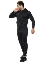 Load image into Gallery viewer, Mens Full Zip Hooded Skinny Fit Lightweight Tracksuit Set - Black (AV20-015)
