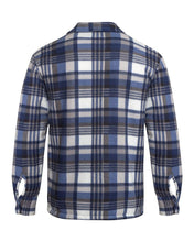 Load image into Gallery viewer, Unisex Fleece Fur Lined Hood Check Quilted Shirt - Navy/Blue (Collar)
