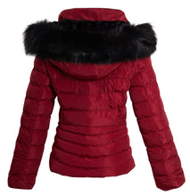 Load image into Gallery viewer, Shelikes Womens Faux Fur Hooded Zip Up Jacket - Wine
