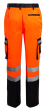 Load image into Gallery viewer, Mens Hi Vis Viz Workwear Safety Trousers Combat Bottoms - Orange/Navy
