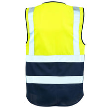 Load image into Gallery viewer, Hi Vis Vest with Phone &amp; ID Pockets 2 tone Waistcoat - Yellow/Navy
