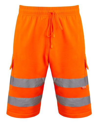 Mens Hi Visibility Combat Style Cargo Pocket Work Wear Shorts - Orange
