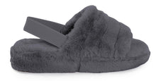 Load image into Gallery viewer, Womens Fluffy Faux Fur Peep Toe Slipper - Dark Grey
