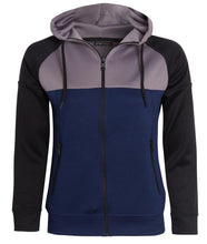 Load image into Gallery viewer, Unisex Block Contrast Panel Full Zip Hoodie Tracksuit - Navy/Grey/Black
