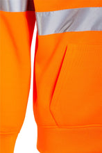 Load image into Gallery viewer, Mens Zip Up Fleece Hooded Hi Viz Visibility Sweatshirt - Orange
