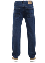 Load image into Gallery viewer, Mens Leg Denim Wash Cotton Plain Straight Classic Jeans - Dark Blue
