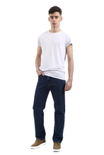 Load image into Gallery viewer, Mens Leg Denim Wash Cotton Plain Straight Classic Jeans - Dark Blue
