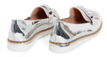 Load image into Gallery viewer, Ladies Chain Flat Sole Shiny Comfy Loafer Office Shoes - Silver
