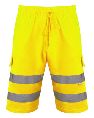Mens Hi Visibility Combat Style Cargo Pocket Work Wear Shorts - Yellow