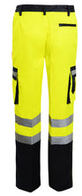 Load image into Gallery viewer, Mens Hi Vis Viz Workwear Safety Trousers Combat Bottoms - Yellow/Navy
