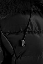 Load image into Gallery viewer, Shelikes Ladies Hooded Stitch Detail Zip Up Long Coat Jacket - Black
