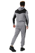 Load image into Gallery viewer, Mens Full Zip Hooded Skinny Fit Lightweight Tracksuit Set - Grey/Black (AV20-U)
