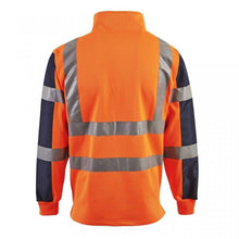 Load image into Gallery viewer, Hi Vis 2 Tone Safety Traffic Rugby Shirt Workwear- Orange/Navy
