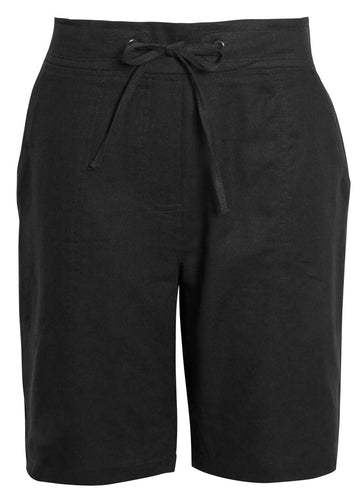 Shelikes Ladies Summer Holiday Linen Comfort Stone Shorts - Black