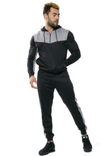 Load image into Gallery viewer, Mens Tracksuit Zip Up Hoodie Slim Fit Pants Set - Black/Grey (AV20-U)
