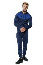 Load image into Gallery viewer, Mens Full Zip Hooded Skinny Fit Lightweight Tracksuit Set - Navy/Royal (AV20-U)
