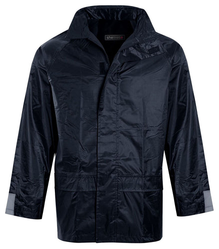 Mens Waterproof Hooded Mac Trench Short Jacket - Navy Short Jacket