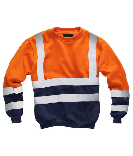 Mens  2 Tone Hi Vis Security Sweatshirt Pull Over - Orange/Navy