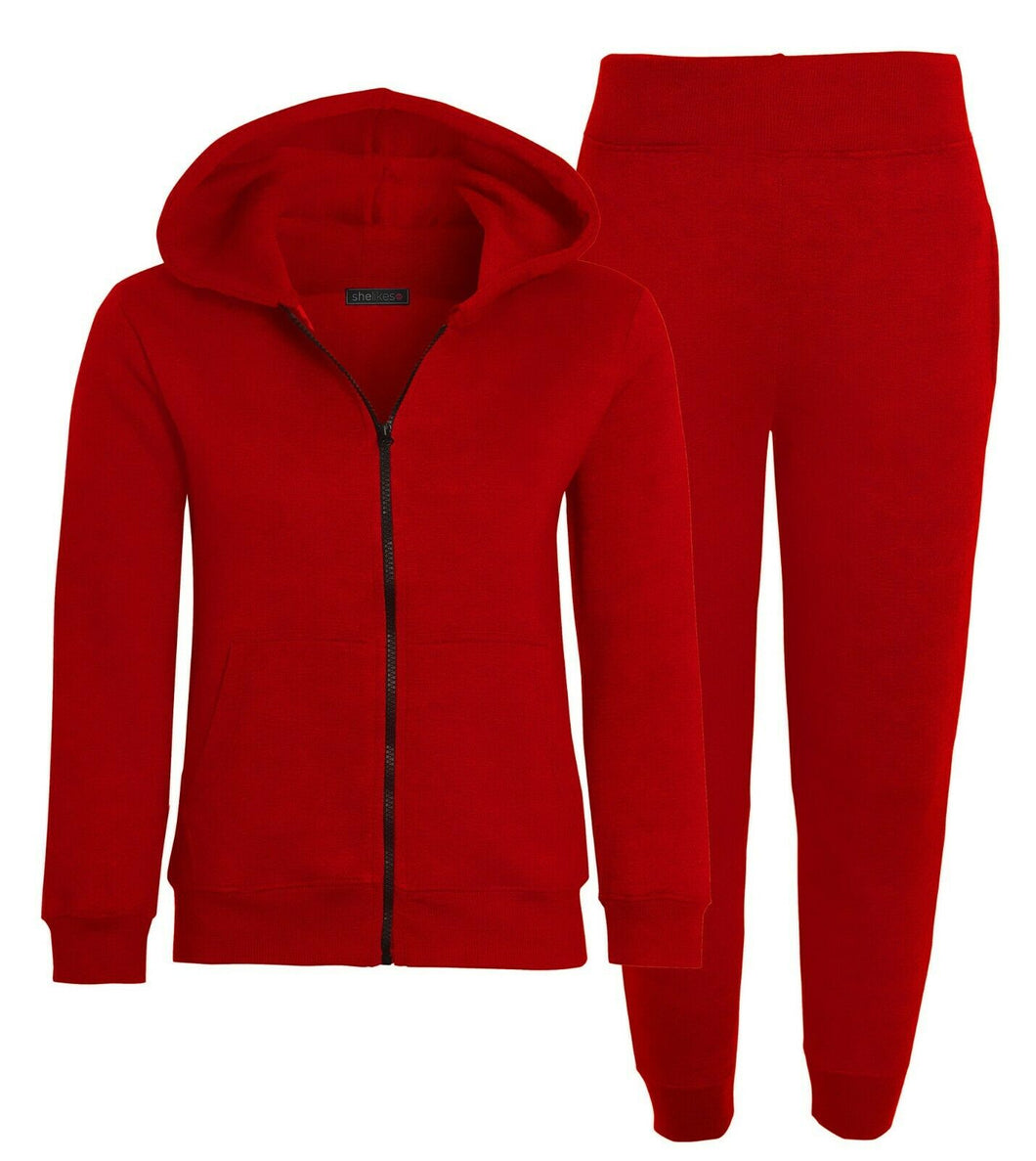 New Kids Fleece Hoodie Top & Bottoms Joggers Tracksuit Set - Red