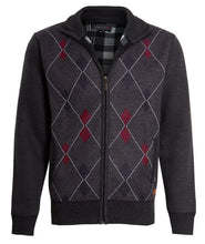 Load image into Gallery viewer, Shelikes Mens Diamond Pattern Fur Line Zip Up Cardigan - Charcoal
