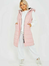 Load image into Gallery viewer, Womens Hooded Quilted Zip Up Gilet Waistcoat - Pink
