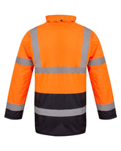 Load image into Gallery viewer, Hi Vis Parka Workwear Safety Hooded Jacket - Orange/Navy
