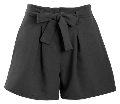 Ladies Mini Zip Pleated Casual Summer Shorts - Black