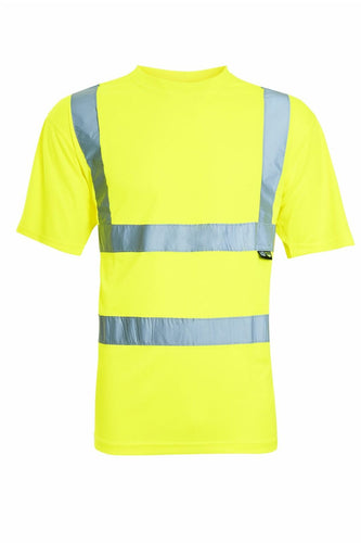 Mens Hi Vis VIZ Visibility Polo Two Tone Workwear T-Shirt - Yellow(St 39-T)