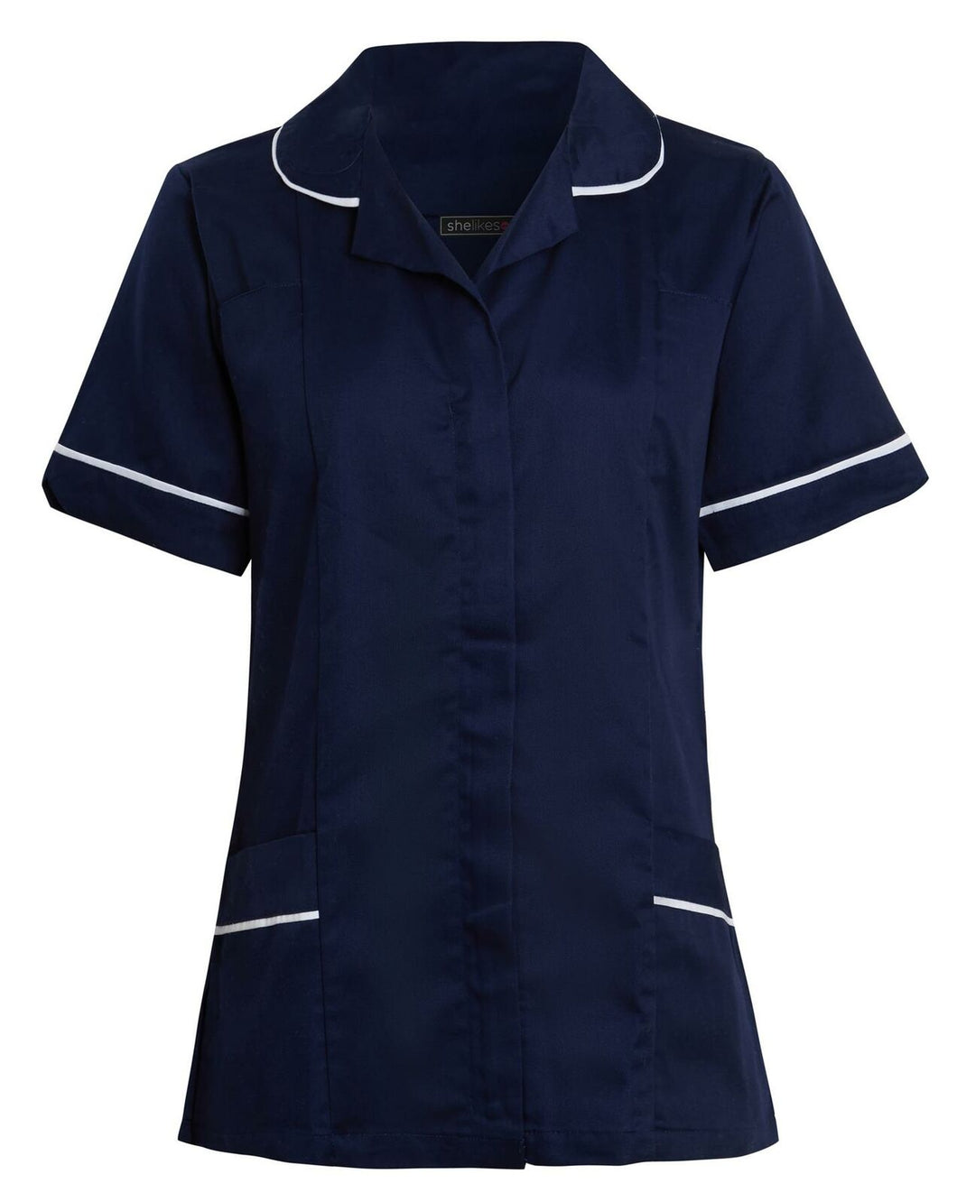 Shelikes Womens Healthcare Zip Collared Nurse Uniform - Navy