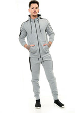 Load image into Gallery viewer, Mens Plain Hoodie Tracksuit Top Designer Slim Fit Hooded - Grey Panel Suit
